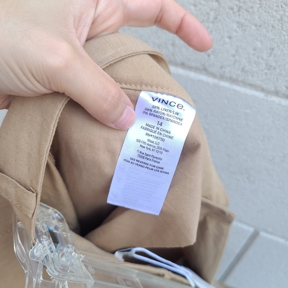 Vince | Casual Linen Blend Shorts in Almond NEW Size 14 - Picture 9 of 9